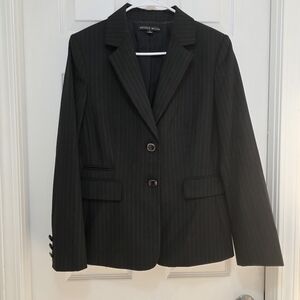 ANTONIO MELANI Black Pinstripe Two-Button Blazer